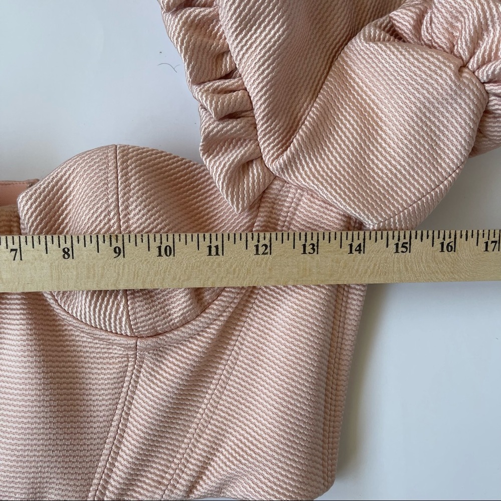 House of CB Pink Textured Puff Sleeve Corset Top - Size S - Picture 6 of 8